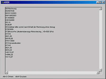 ASCII-Schnittstelle für EDI 4 ALL